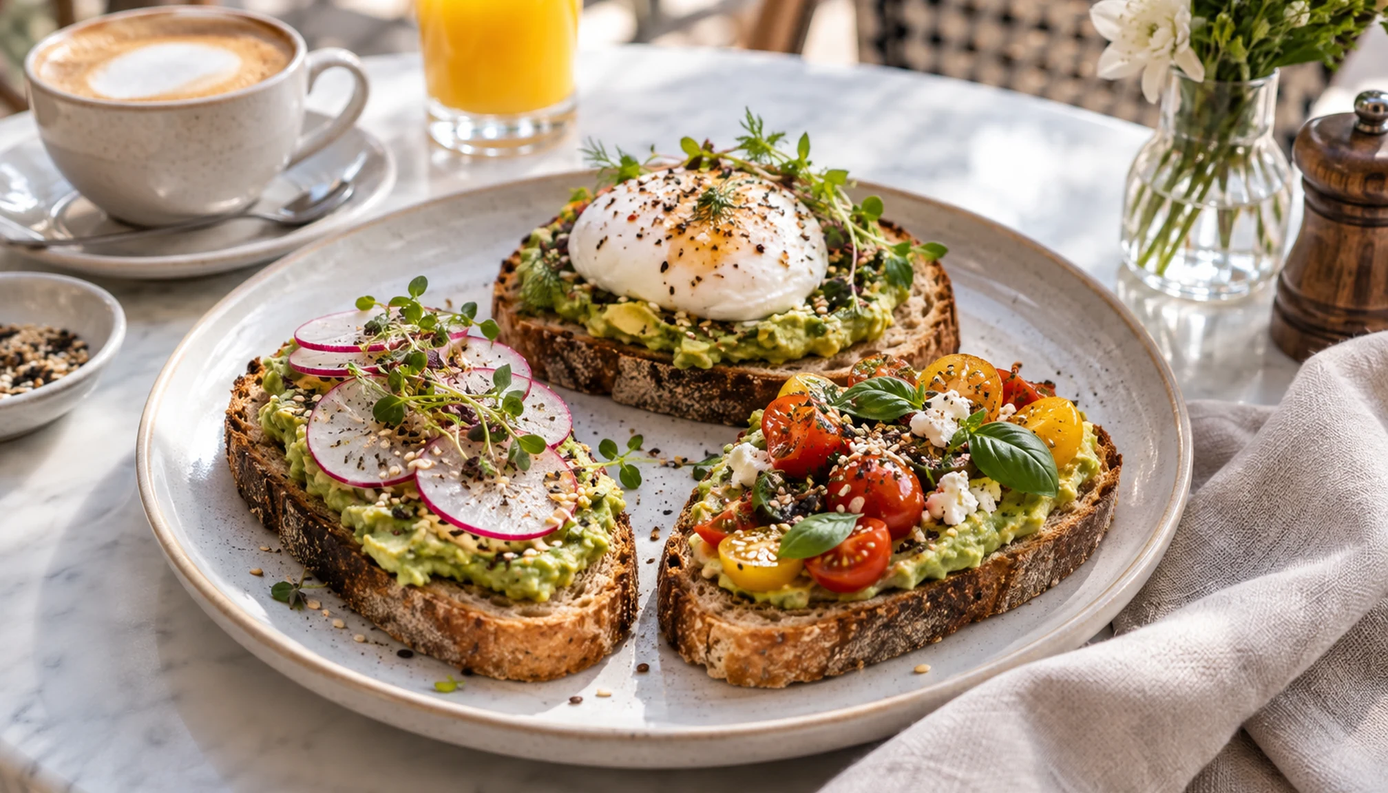 Présentation finale de avocado toast prête à servir