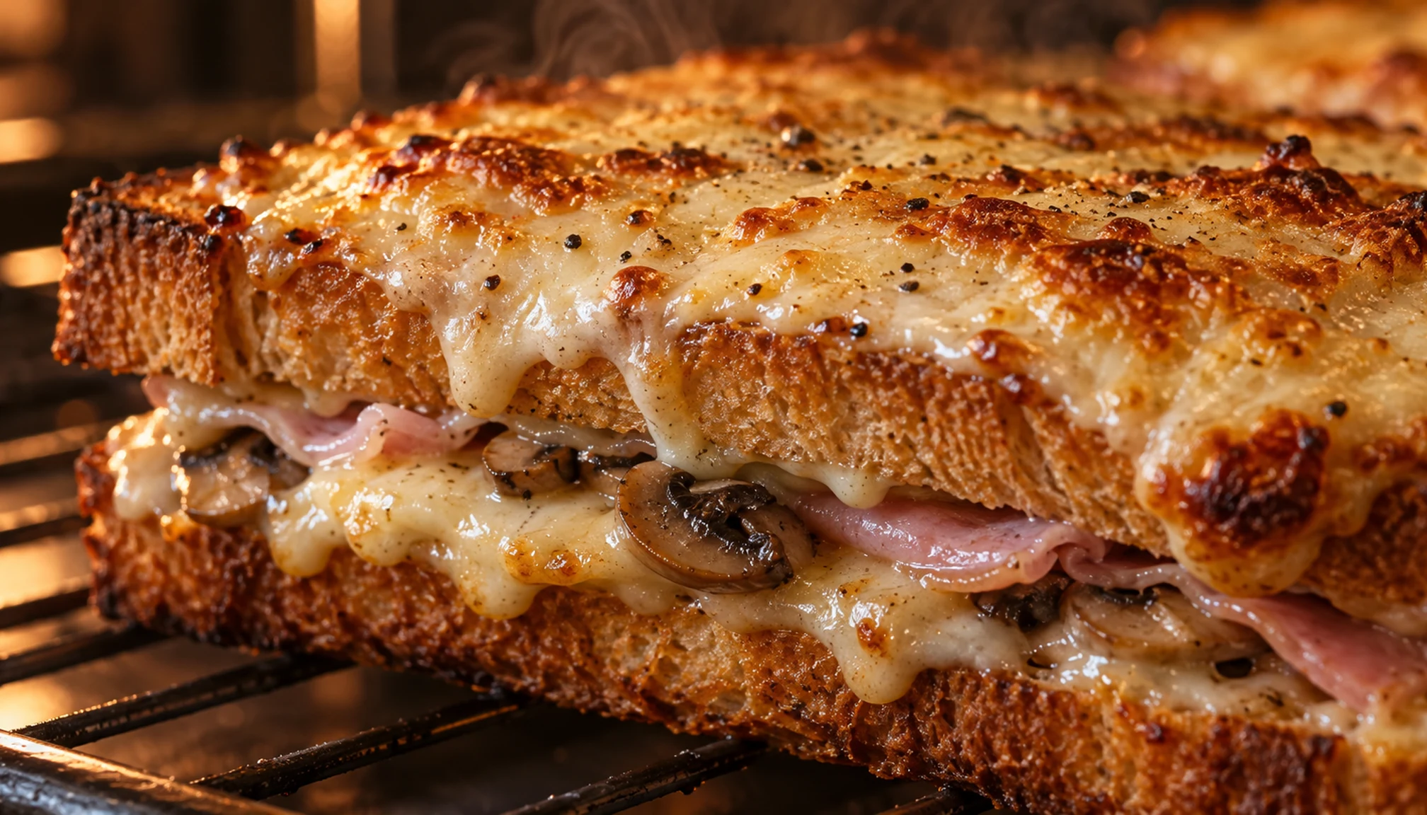 Détail des ingrédients et textures pour croque monsieur revisité