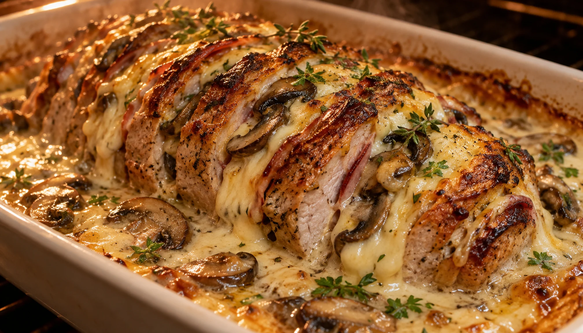 Détail des ingrédients et textures pour cuire un rôti de porc orloff pour qu’il reste juteux ?