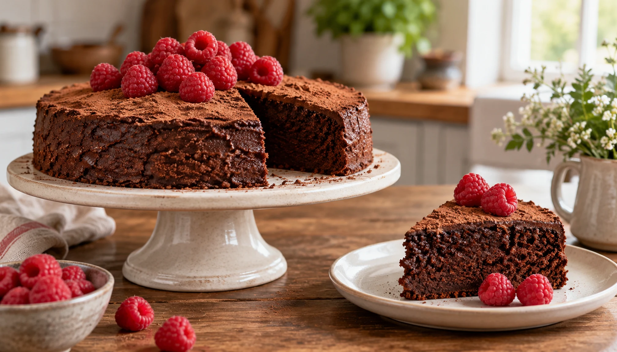 Présentation finale de gâteau au chocolat sans sucre prête à servir