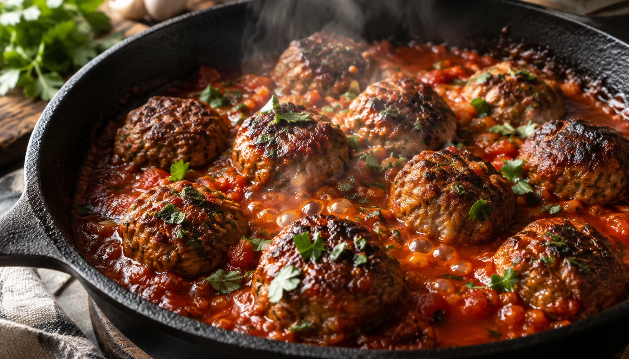 Détail des ingrédients et textures pour recette boulette de viande maison