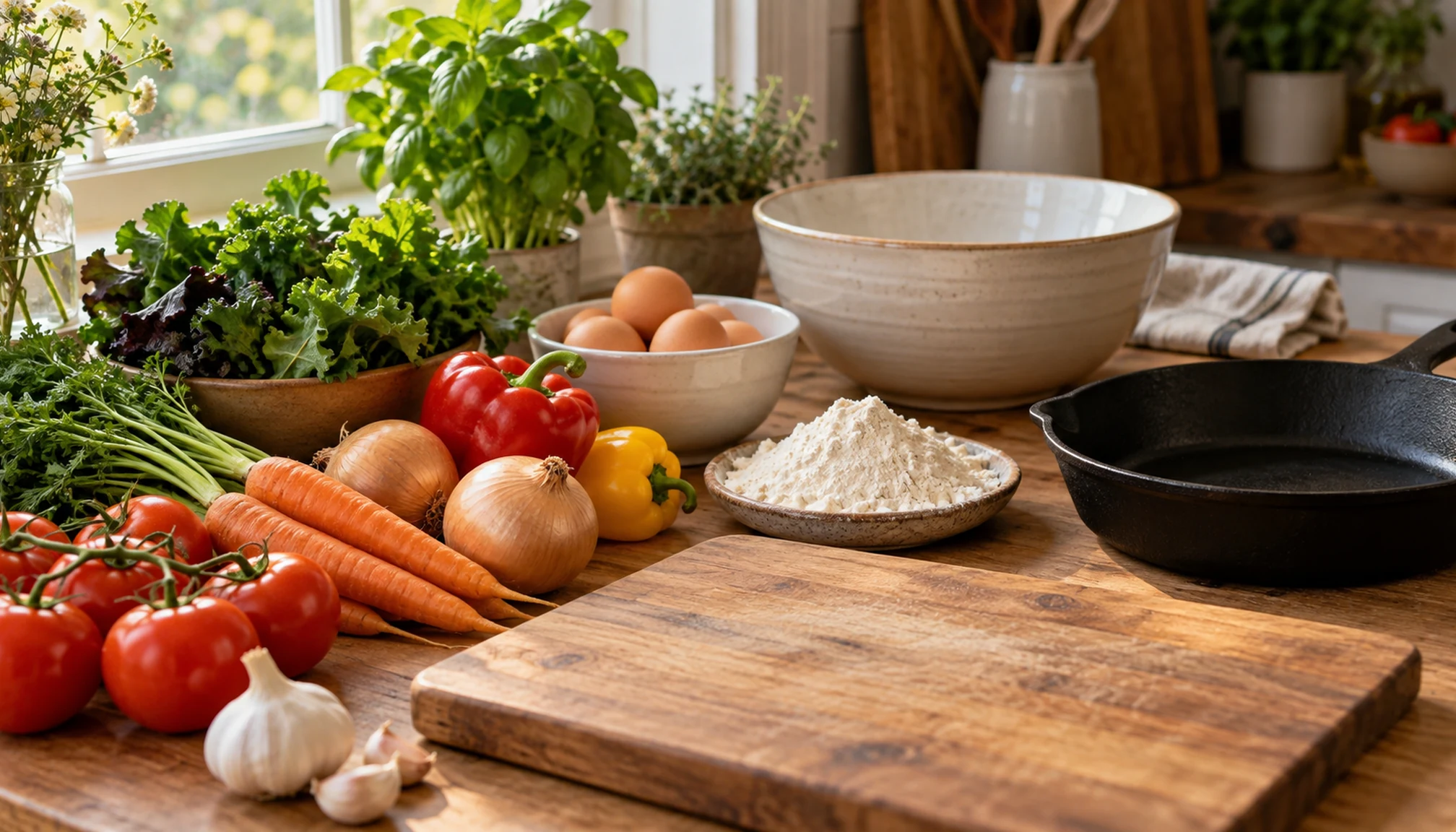 Préparation culinaire autour de recettes de maria FR blog sur un plan de travail