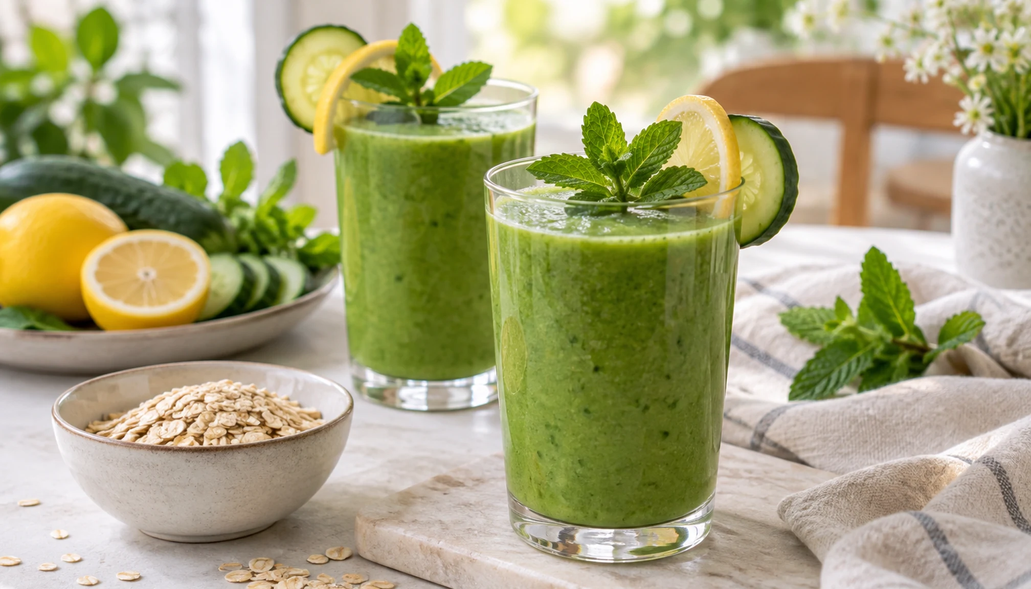 Présentation finale de smoothie pour maigrir du ventre prête à servir