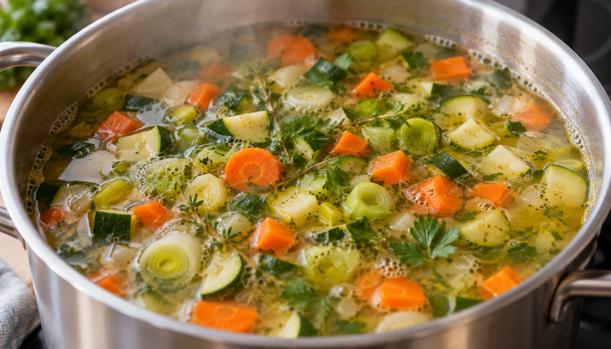 Détail des ingrédients et textures pour soupe pour maigrir