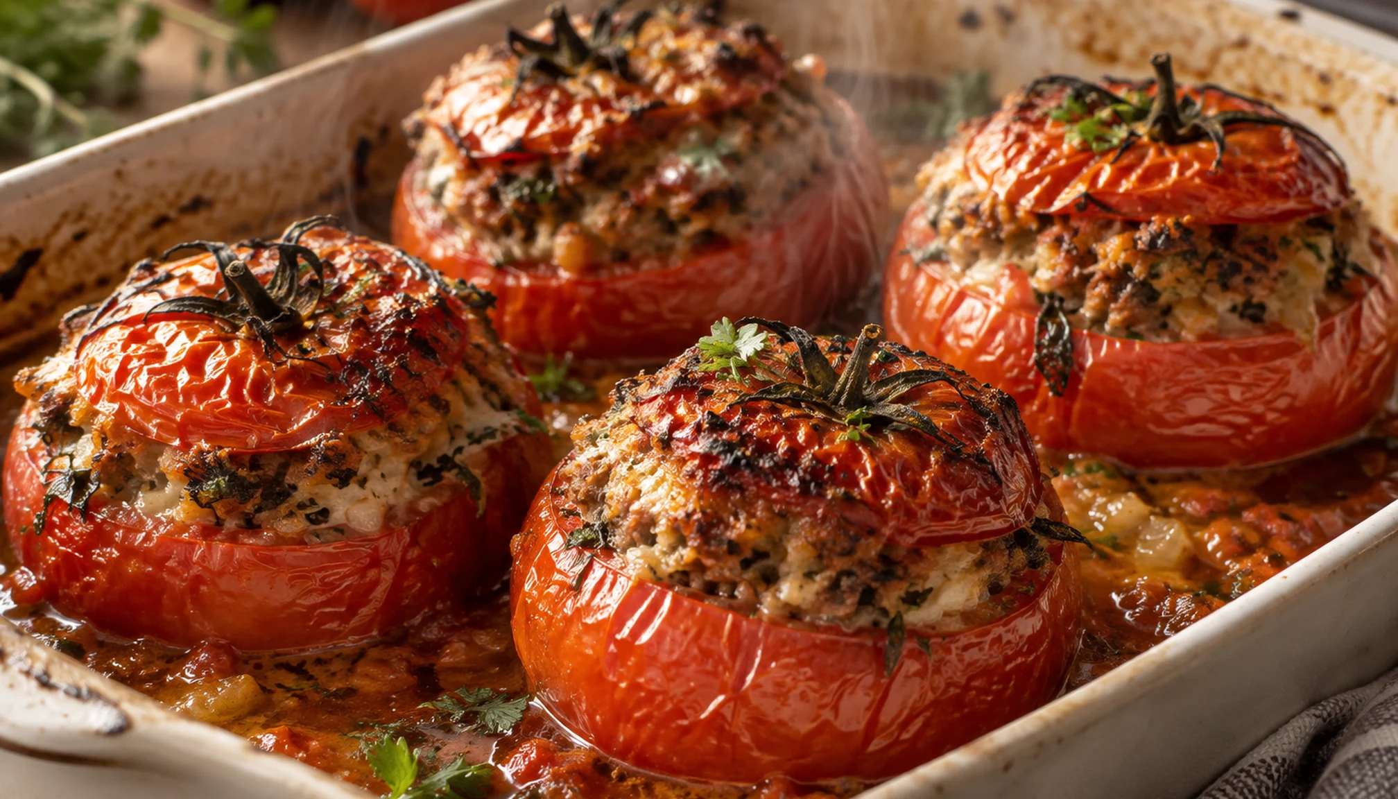 Détail des ingrédients et textures pour tomates farcies maison