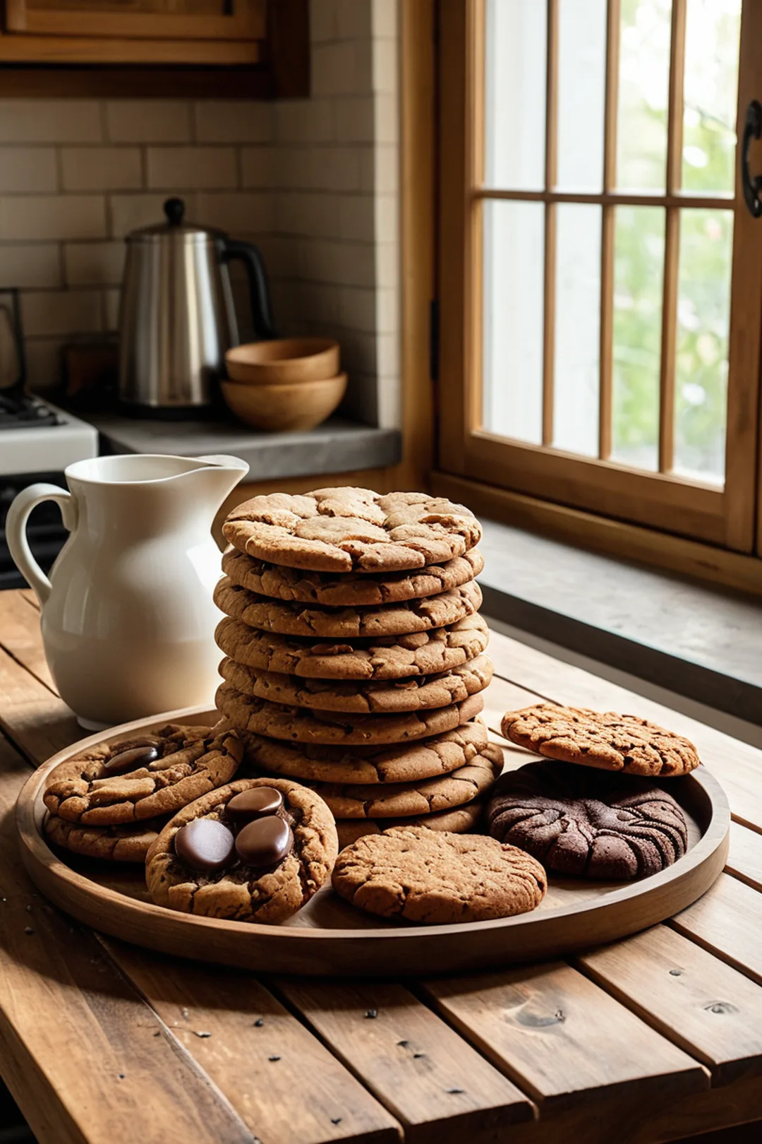 Biscuits dans un plateau en bois